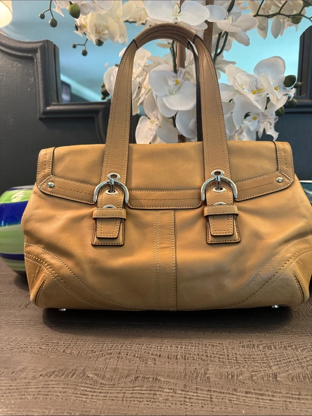 Coach Tan Leather Satchel Handbag
